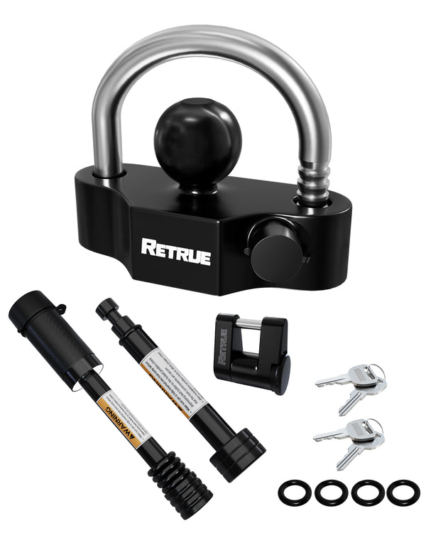 Heavy-Duty Keyed-Alike Trailer Lock Set Universal Coupler Lock, Dual Hitch Receiver Pin Lock, and Trailer Tongue Coupler Lock Included, Black