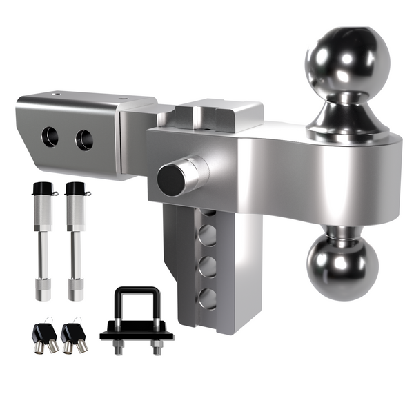 Adjustable Trailer Hitch, Fits 2'' & 2.5'' Receiver,4 Inch Rise/Drop Hitch Ball Mount ATH226L